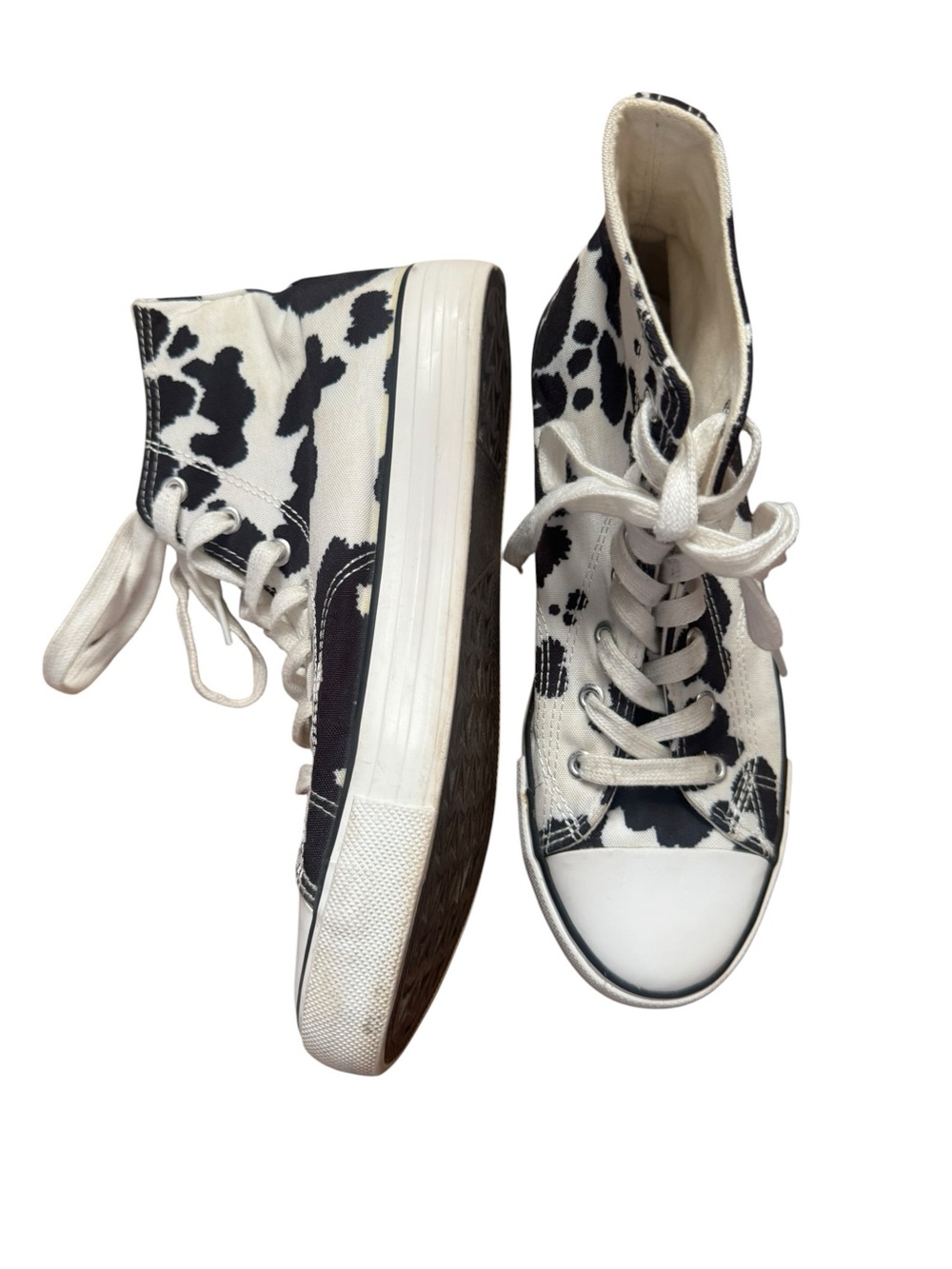 Cow Print Canvas High-Top Sneakers